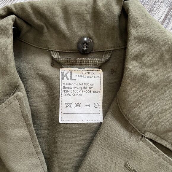 Vintage Belgian Army Field Jacket Seyntex KL 100% Cotton Olive Green L - Picture 3 of 6